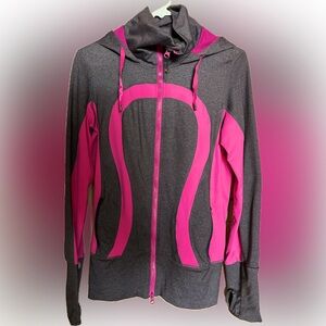 Long hoodie lululemon athletica Pink and Gray long zip up Jacket instride